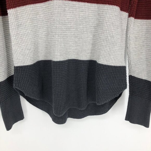 Bootlegger Kismet color block red/gray waffle knit circle hem crew neck size M - Picture 5 of 11